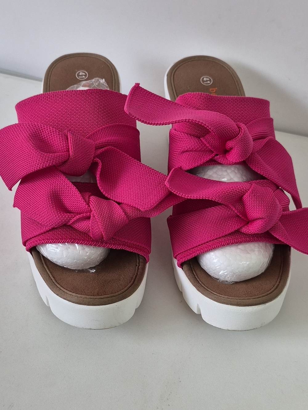 Bernie Mev Hot Pink Bow Slide Sandals for Women